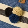 Striped canvas bag with faux leather handles particular pom pom