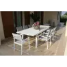 Olbia Επεκτάσιμο λευκό τραπέζι αλουμινίου στον κήπο με καρέκλες
