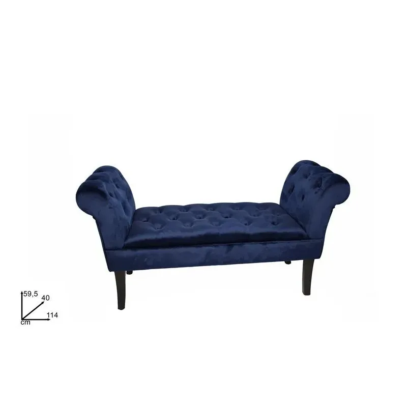 Bedside Bench in Blue Velvet