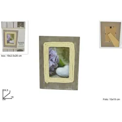 Cadre photo en bois avec corde marron