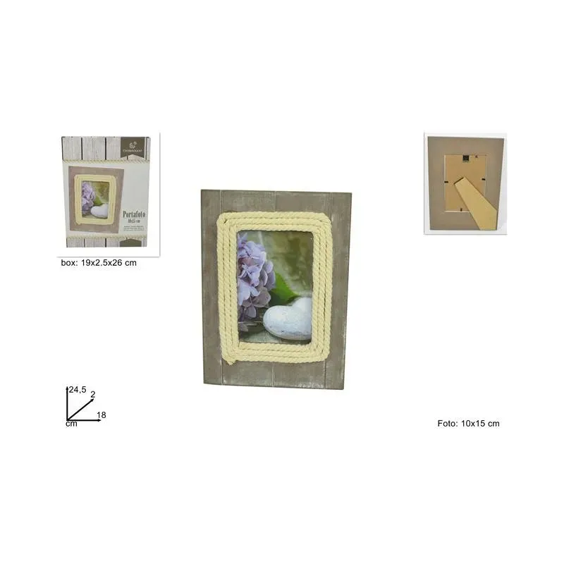 Houten fotolijst met bruin touw