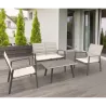 Trädgårdsloungeset i aluminium med 2-sits soffa, 2 fåtöljer, soffbord i 4 färger