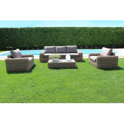 Salotto Linosa Sofa 3 osobowa, 2 fotele, stolik kawowy. w Ogrodzie