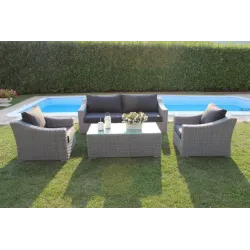 Salotto Gairo 3 osobowa sofa, 2 fotele, stolik kawowy. Szary