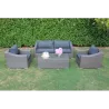 Set Garden Lounge en poliratán gris y marrón con sofá de 3 plazas, 2 sillones y mesa de centro