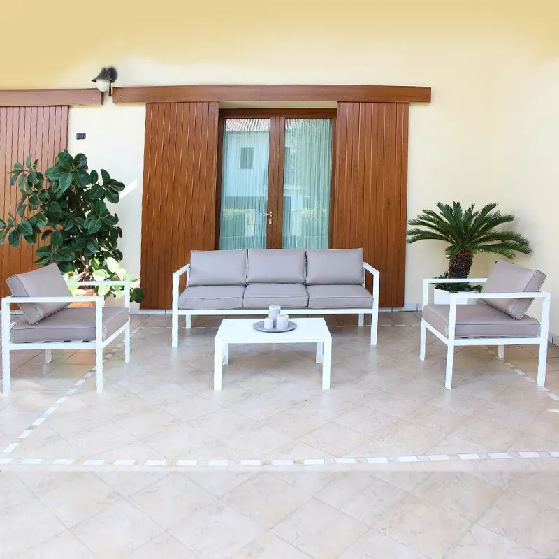 Salotto Panarea 3-Sitzer-Sofa, 2 Sessel, Couchtisch und Kissen