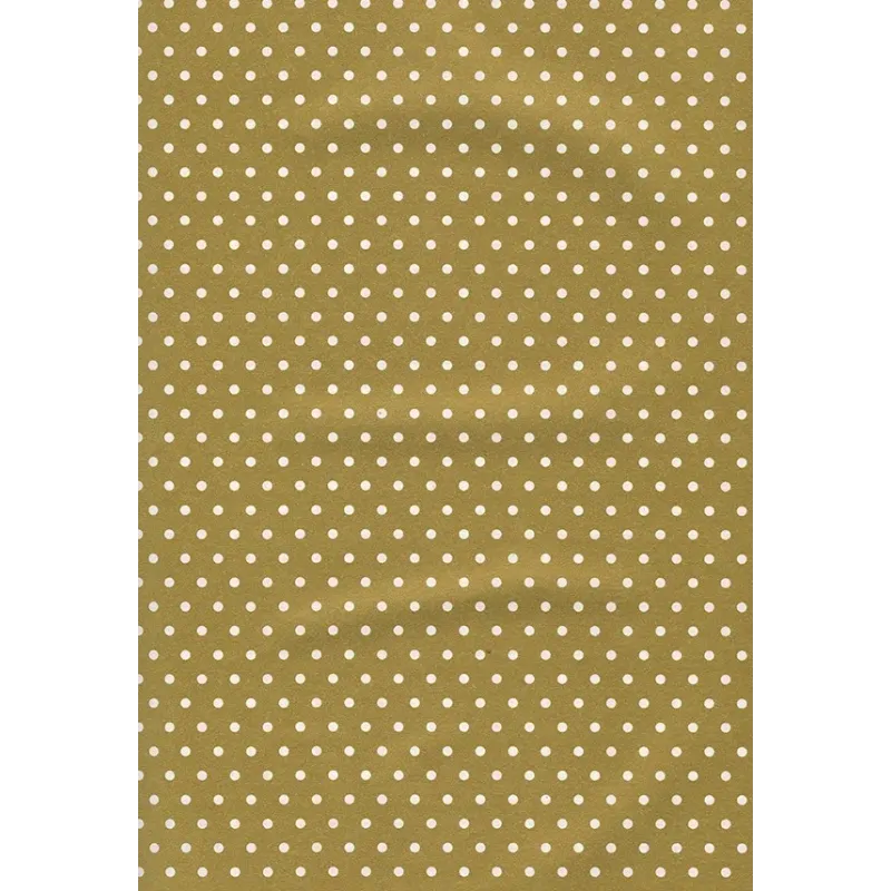 25 feuilles de papier cadeau simple face à pois dorés