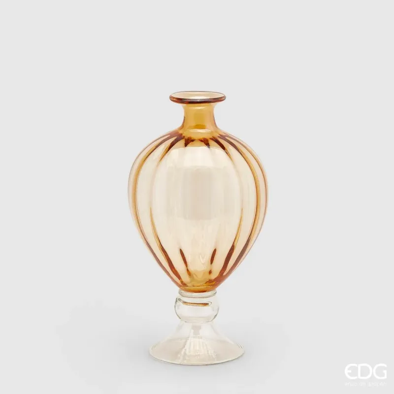 Vaso de ânfora com pé de cor âmbar h. 38 cm