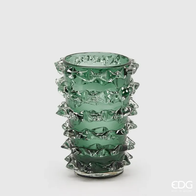 Green Glass Vase with Tips h.28
