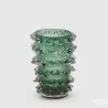 Vase en verre vert avec embouts h.28