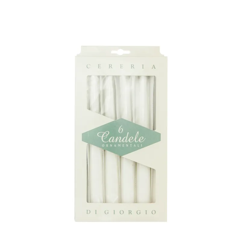 6 Bougies Coniques Laquées h.21 cm Couleurs variées