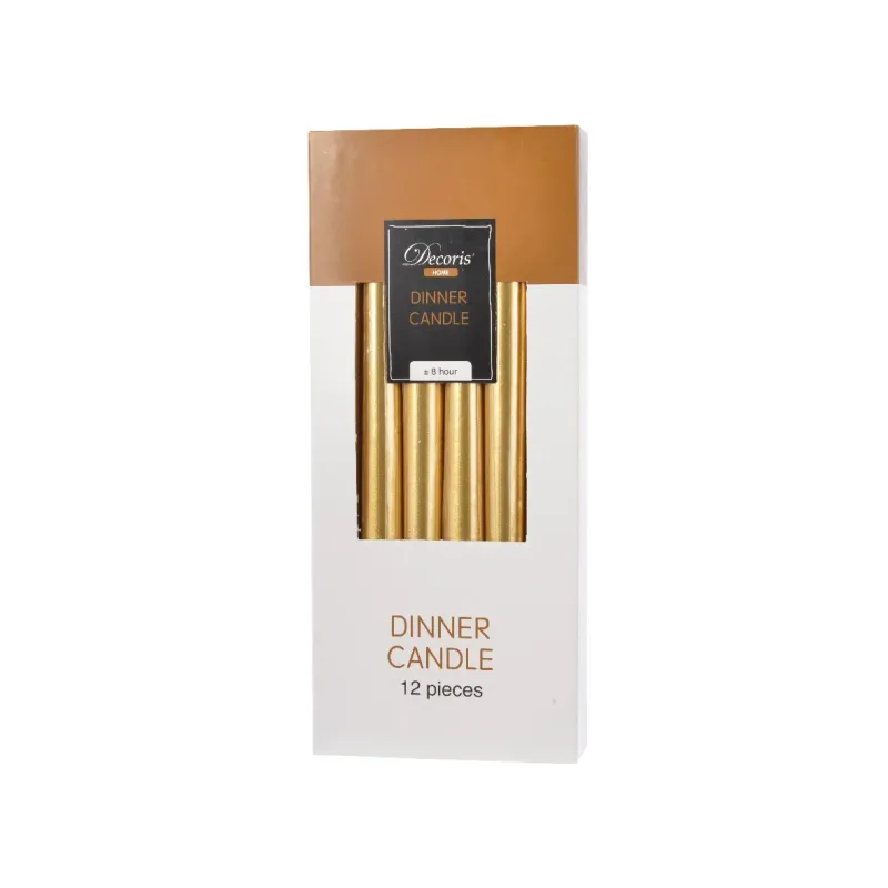 12 Velas de Metal cm 25 oro
