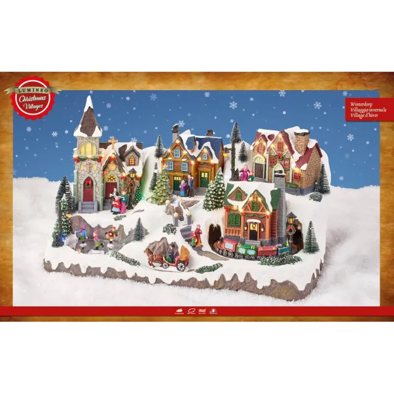 Weihnachtsdorf Schnee mit Led cm 57x34 Box