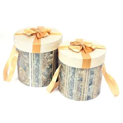 Set of 2 Gold Cylindrical Boxes