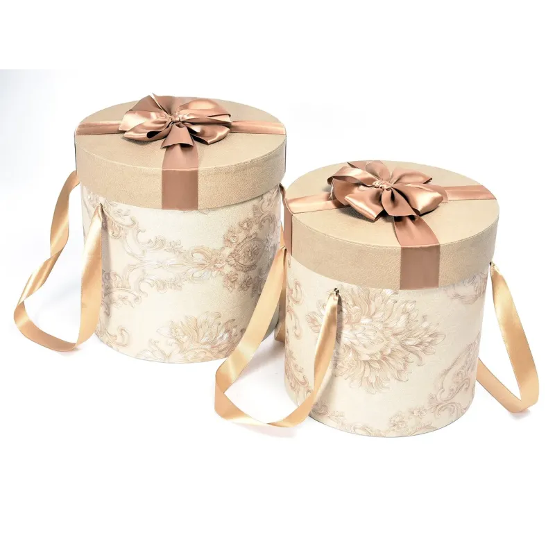 Lot de 2 boîtes cylindriques marron