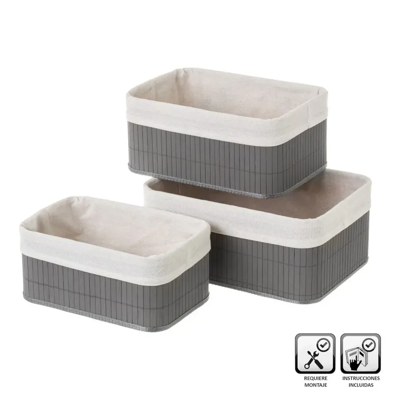 Grey bamboo basket in various sizes