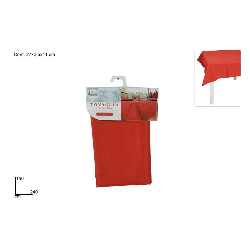 Toalha de Mesa Vermelha cm 150x240 Efeito Linho