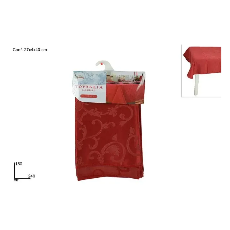 Rote Tischdecke mit Jacquard-Effekt cm 150x240
