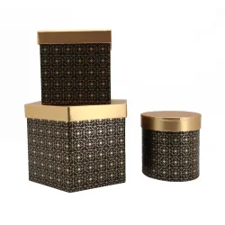 Set of 3 Multiform Boxes with Gold Lid