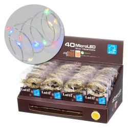 40 Batterie MicroLEd Multicolore 4mt avec minuterie et jeux