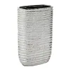 Striped silver style vase of various heights