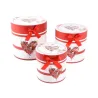 Conjunto de 3 Caixas Redondas de Coração Vermelho