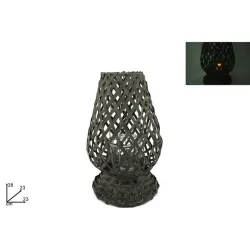 Šedý dřevěný svícen v 38 cm