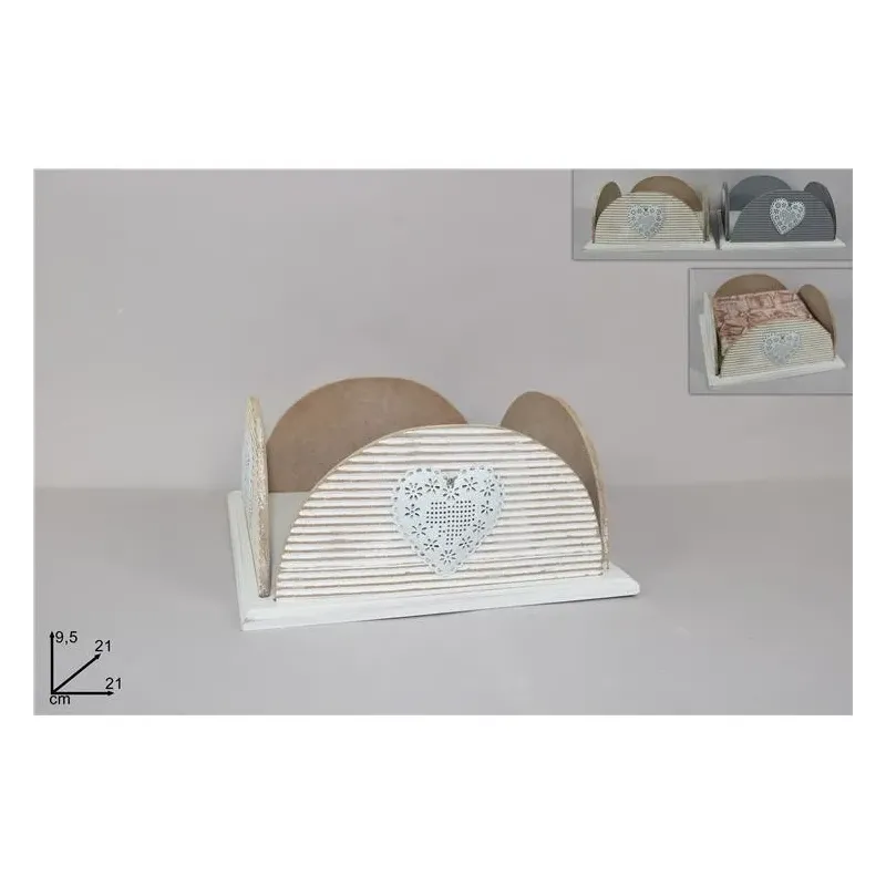 Vierkante houten servetring met hart
