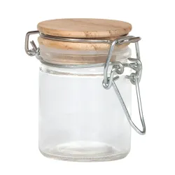 Glass Jar with Wooden Cap h 6 cm