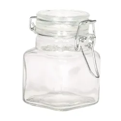 Square Transparent Jar with Hermetic Closure h 8 cm