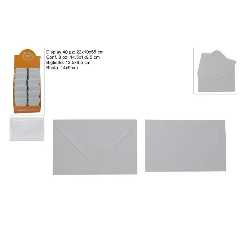 8 Witte Wenskaarten met Envelop 13,5x8,5 cm