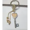 12 Portachiavi Chiave con Cuore in Legno colore Naturale
