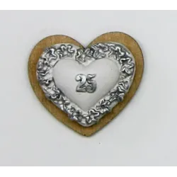 25th Anniversary Hart in Hout en Gips 12 stuks