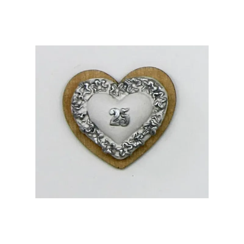Coeur 25e anniversaire en bois et plâtre 12 pcs | ChartaRè