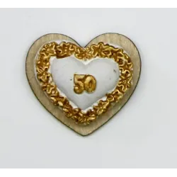 50th Anniversary Heart in Wood and Plaster 12 pcs