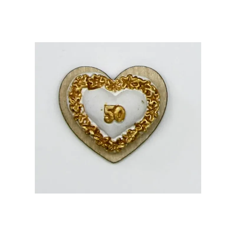 Cuore 50° Anniversario in Legno e Gesso pz 12