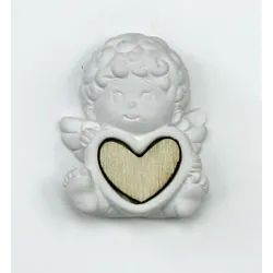 Chalk Cherub with Wooden Heart 12 pcs