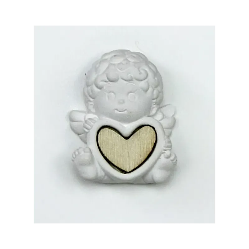 Querubín de tiza con corazón de madera 12 piezas
