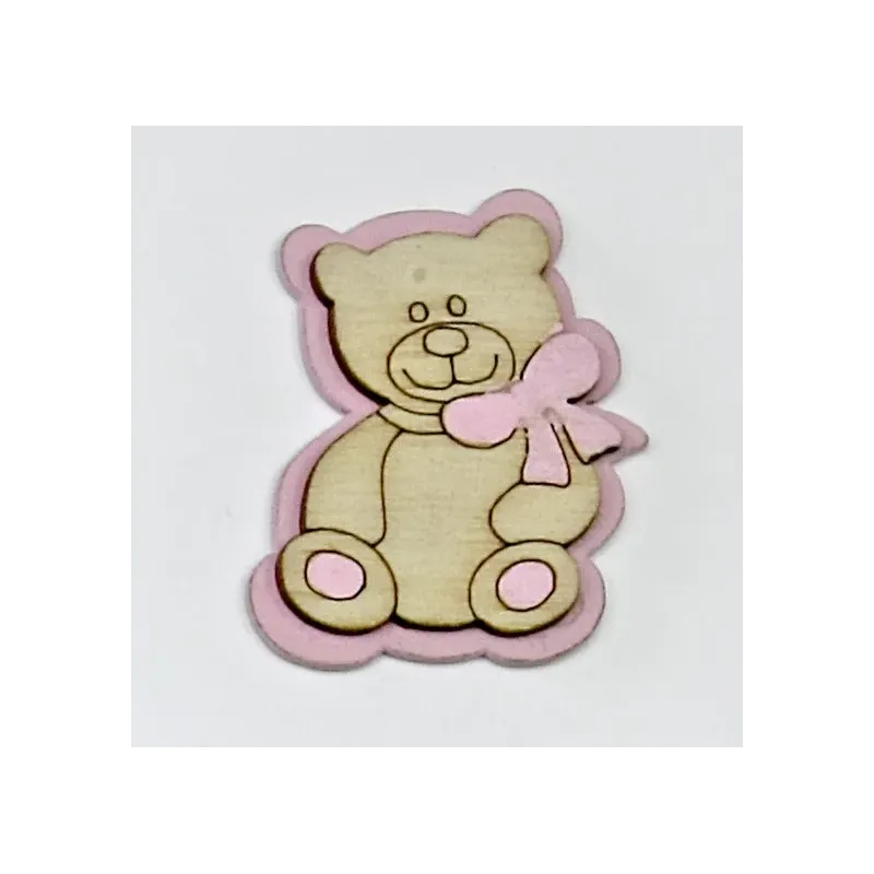 Rosa und blauer Teddybär aus Holz 12 Stück rosa