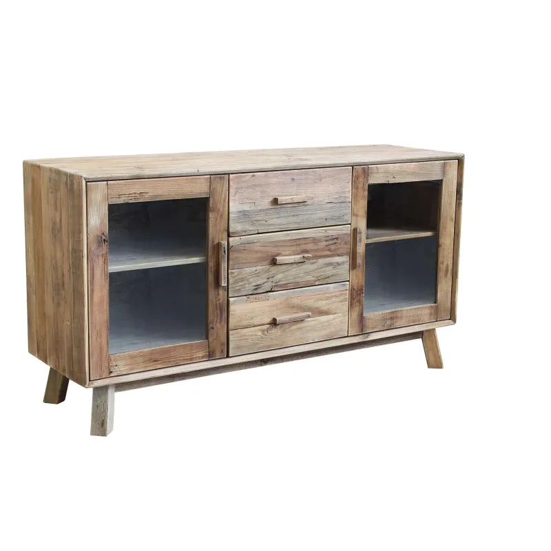 Doltan Sideboard 3 Drawers and 4 Shelves in Pine Wood