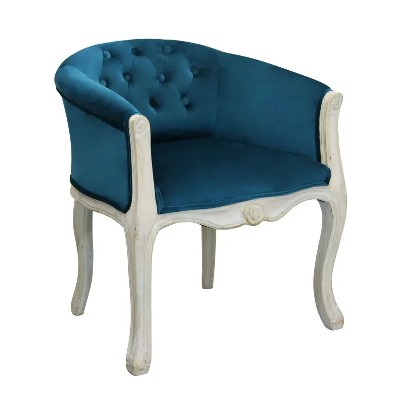 Catrine armchair in blue velvet