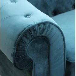 Sofá de 3 plazas en brazo de terciopelo azul