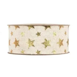 Bright Gold Stars Ribbon - Prickar - Ränder i 2 storlekar