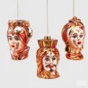 Decoro Vetro Testa Sicilia Assortito h. 15 Vari Colori rame
