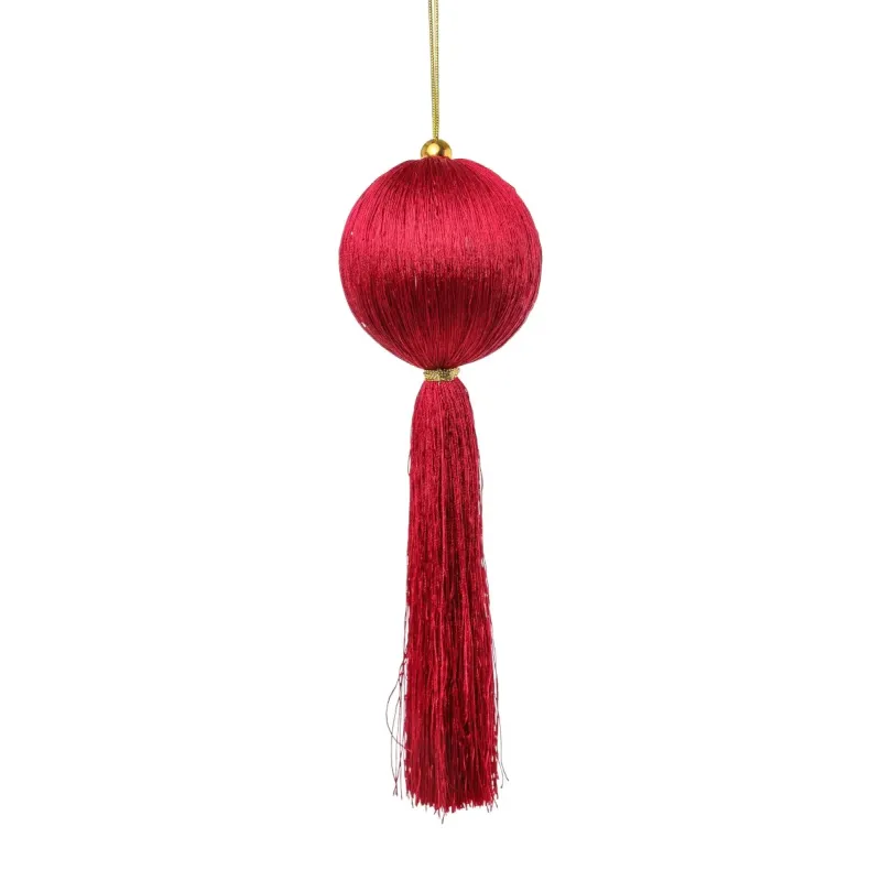 Sphere with Tassel Decoration Various Heights and Colors red 25