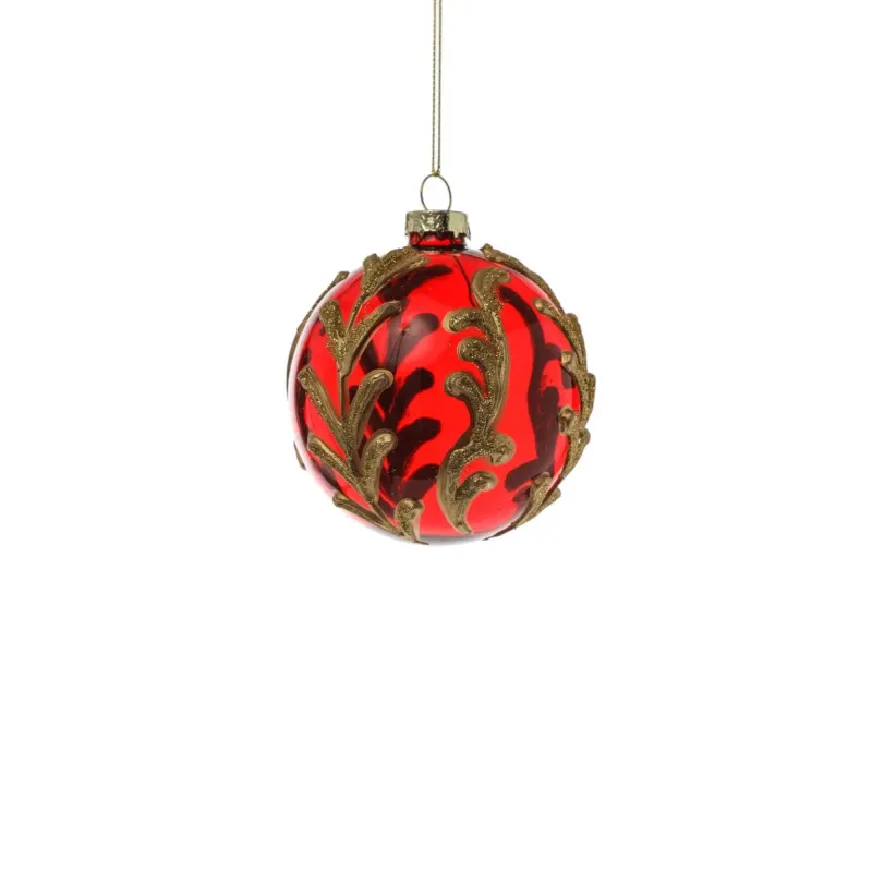 Red Glass Sphere with Gold Decorations | ChartaRè