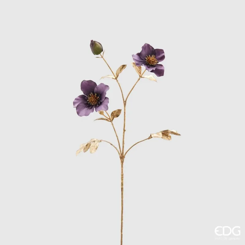 Lavendel-Nieswurzzweig mit goldenem Stiel H 68 cm