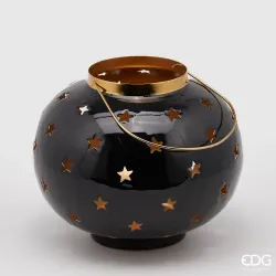 Linterna de Metal con Estrellas en Dos Colores y Tamaños negro grande