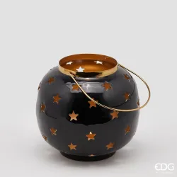 Linterna de metal con estrellas en dos colores y tamaños