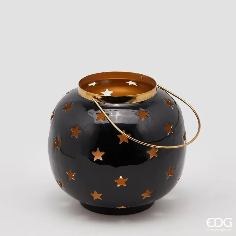 Metal Lantern with Stars in Two Colors and Sizes black